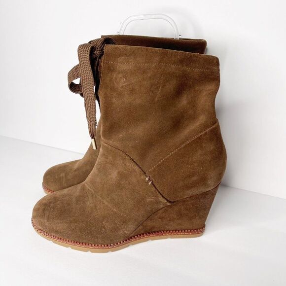 KATE SPADE Brown Saunders Suede Wedged Boots - Picture 5 of 9